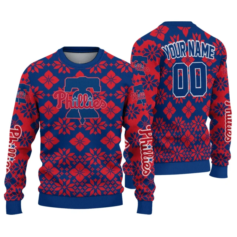 Personalized Philadelphia Phillies Snowflake Matrix Ugly Sweater 1