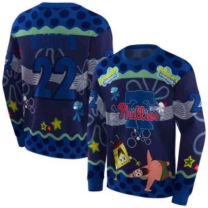 Personalized Philadelphia Phillies Sponge Cartoon Patrick Star All Over Print Sweatshirt