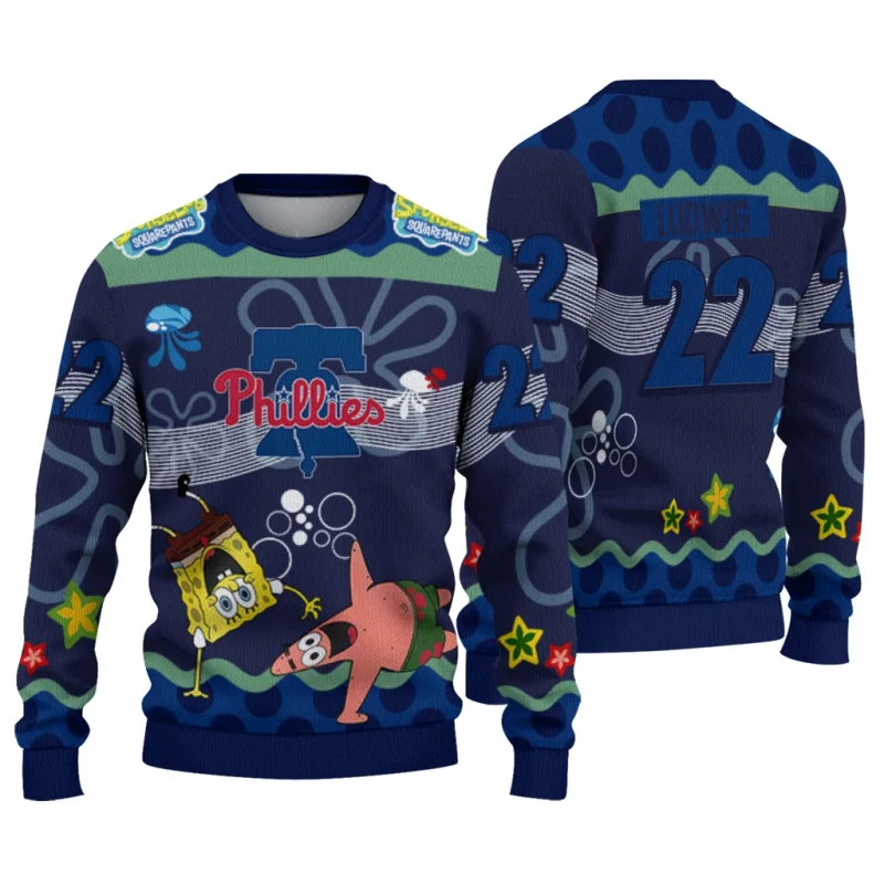 Personalized Philadelphia Phillies Sponge Cartoon Ugly Sweater 1
