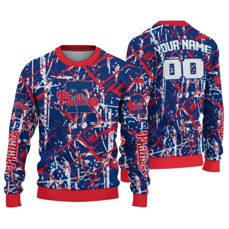 Personalized Philadelphia Phillies Streak Overlay Ugly Sweater 1