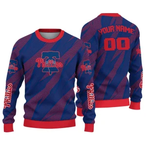 Personalized Philadelphia Phillies Stripe Motion Ugly Sweater
