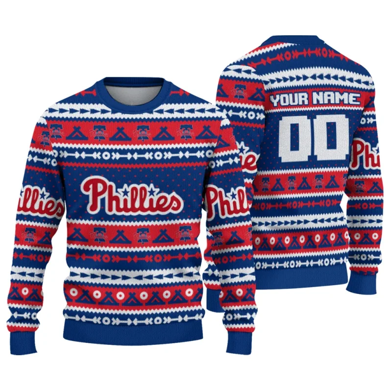 Personalized Philadelphia Phillies Tent Stripes Ugly Sweater 1