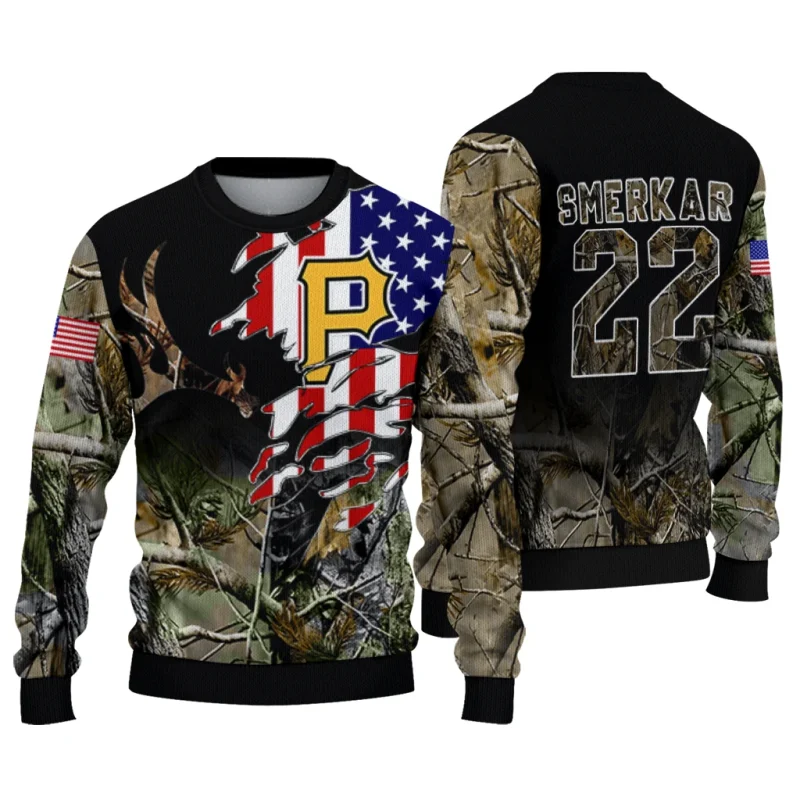 Personalized Pittsburgh Pirates American Flag Claw Ugly Sweater 1