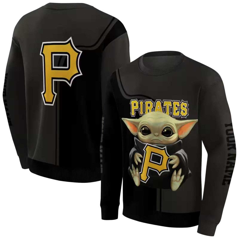 Personalized Pittsburgh Pirates Baby Yoda AOP Sweatshirt 1
