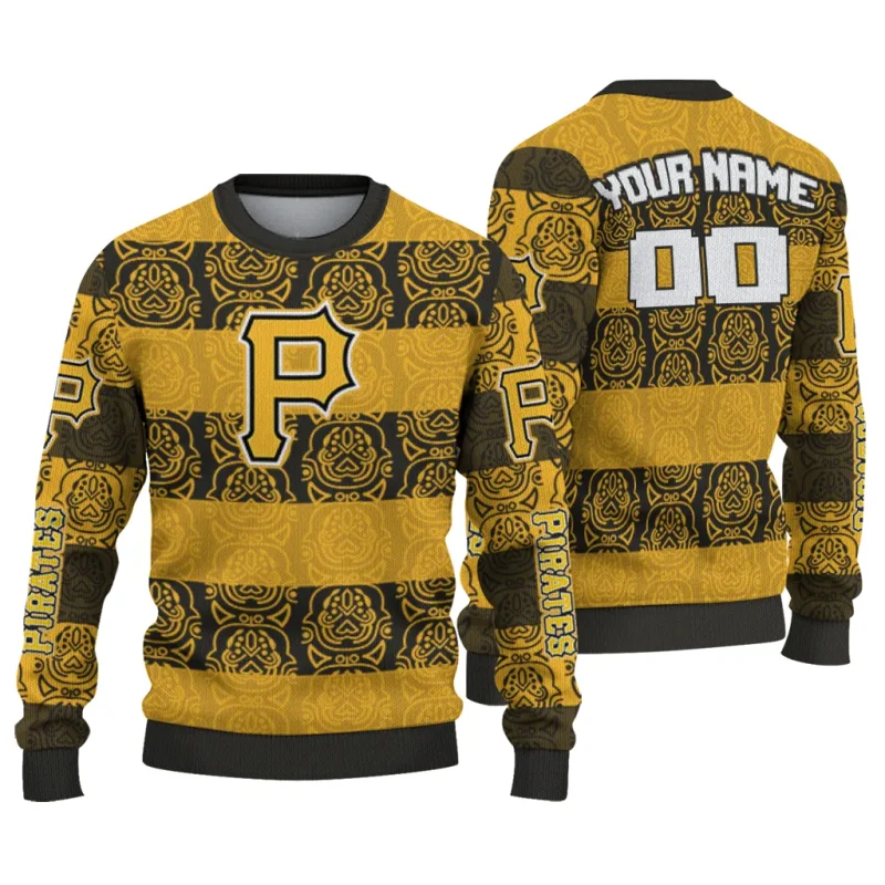 Personalized Pittsburgh Pirates Bulldog Motif Ugly Sweater 1