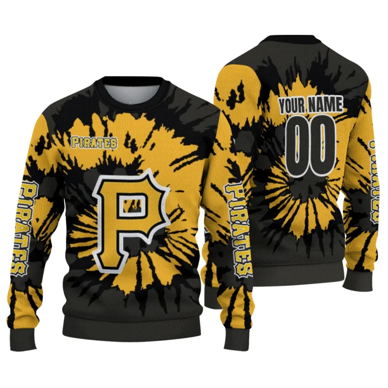 Personalized Pittsburgh Pirates Burst Swirl Ugly Sweater 1