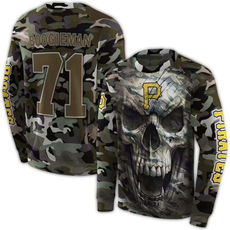 Personalized Pittsburgh Pirates Camo Skull AOP Sweatshirt 1