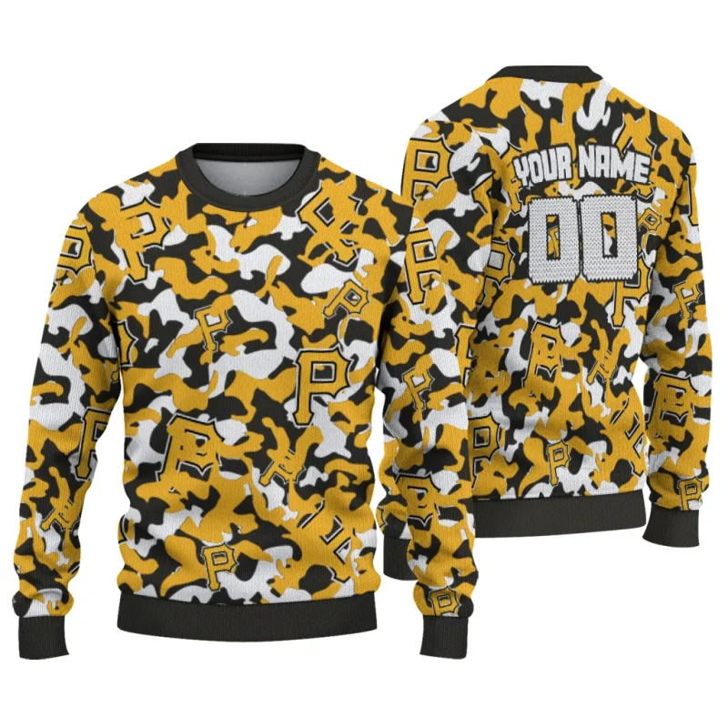 Personalized Pittsburgh Pirates Camouflage Motif Ugly Sweater 1