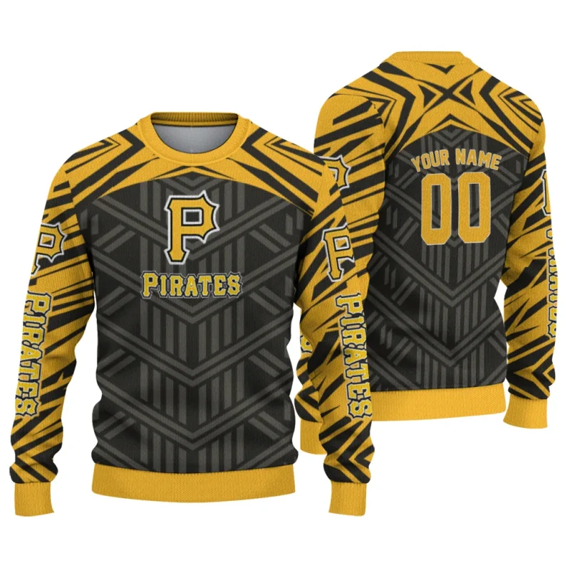 Personalized Pittsburgh Pirates Chevron Pattern Ugly Sweater 1