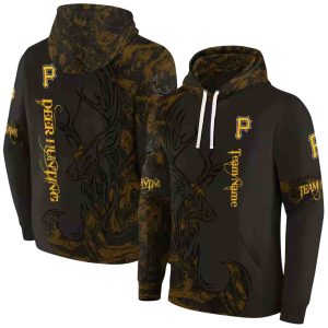 Personalized Pittsburgh Pirates Deer Silhouette All Over Print Hoodie
