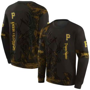 Personalized Pittsburgh Pirates Deer Silhouette All Over Print Sweatshirt