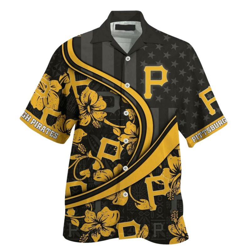 Personalized Pittsburgh Pirates Floral Aloha Shirt - Unisex Graphic Tee - Image 2