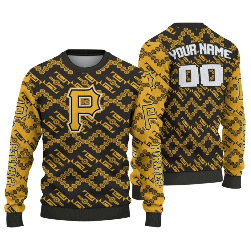 Personalized Pittsburgh Pirates Lattice Gridwork Ugly Sweater 1