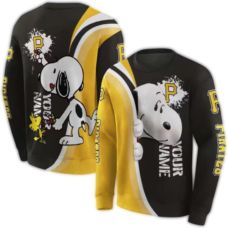 Personalized Pittsburgh Pirates Peeking Snoopy AOP Sweatshirt 1