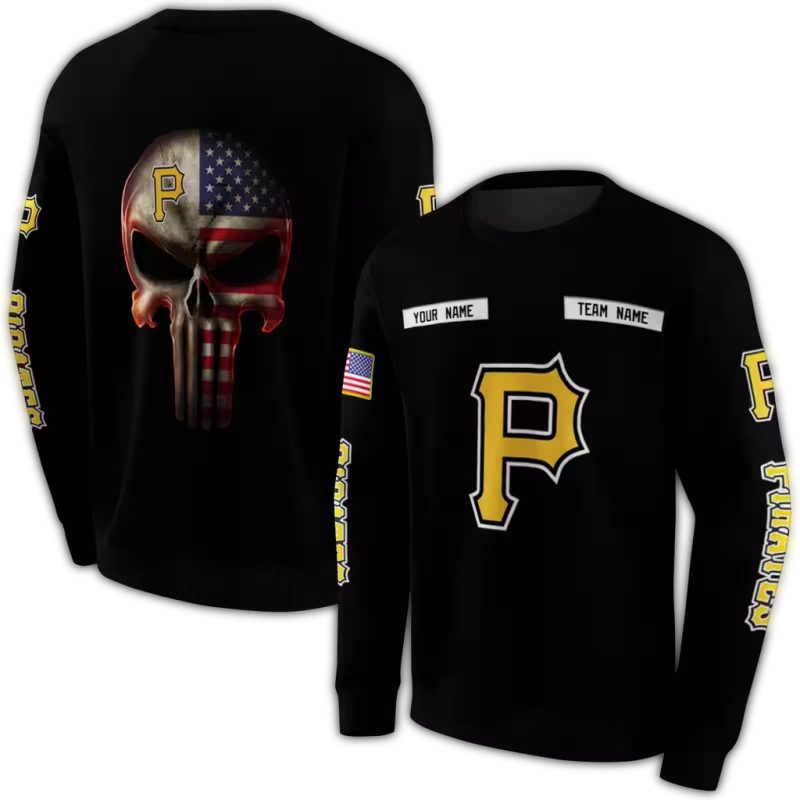 Personalized Pittsburgh Pirates Punisher Skull AOP Sweatshirt 1