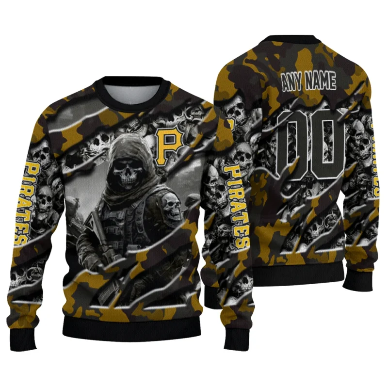 Personalized Pittsburgh Pirates Skull Horde Ugly Sweater 1
