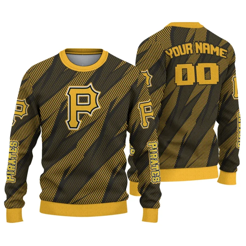 Personalized Pittsburgh Pirates Stripe Motion Ugly Sweater 1