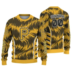 Personalized Pittsburgh Pirates Swirl Flow Ugly Christmas Sweater