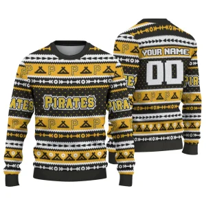 Personalized Pittsburgh Pirates Ugly Sweater With Tent Stripes For Christmas