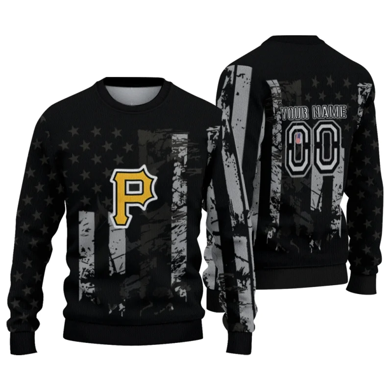Personalized Pittsburgh Pirates Vintage USA Flag Ugly Sweater 1