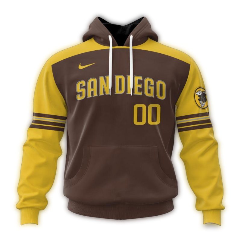 Personalized San Diego Padres Alternate Concept Browns and Yellow AOP Hoodie 1