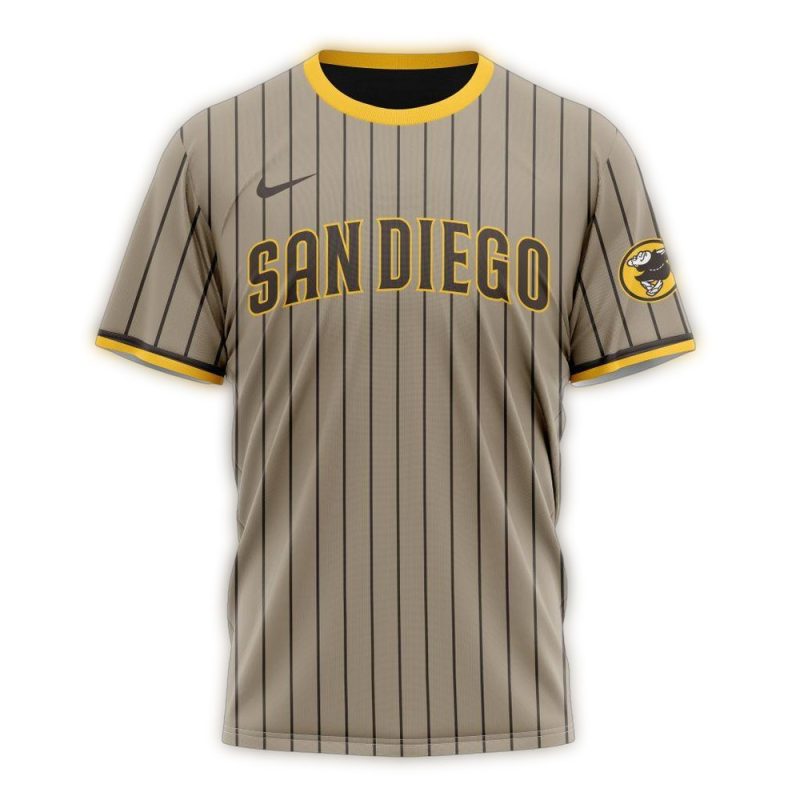 Personalized San Diego Padres Alternate Kits Stripe AOP T Shirt 1