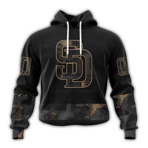 Custom San Diego Padres Armed Forces Day Black Hoodie - All Over Print