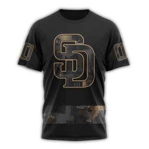 Custom San Diego Padres Armed Forces Day Black All Over Print T-Shirt
