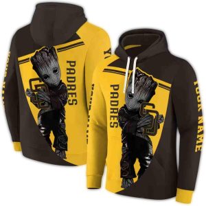 Custom Baby Groot All Over Print Hoodie - San Diego Padres Design