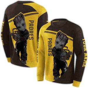 Custom San Diego Padres Baby Groot All Over Print Sweatshirt For Kids