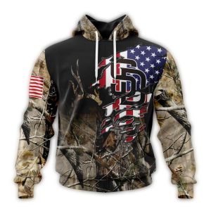 Custom San Diego Padres Camo Realtree All-Over Print Hoodie For Fans