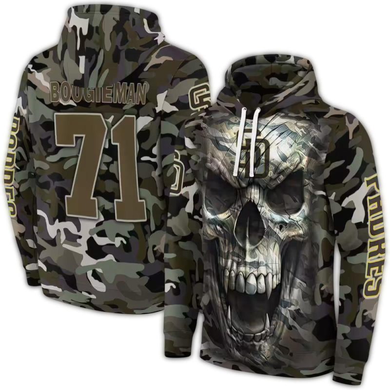 Personalized San Diego Padres Camo Skull AOP Hoodie 1