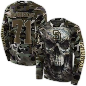 Custom San Diego Padres Camo Skull All-Over Print Sweatshirt