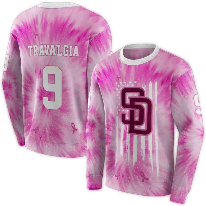 Personalized San Diego Padres Cancer Support Pink AOP Sweatshirt 1