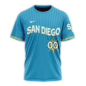 Custom San Diego Padres City Connect Stripe All-Over Print T-Shirt
