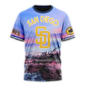 Custom San Diego Padres Cityscape All-Over Print T-Shirt For Fans