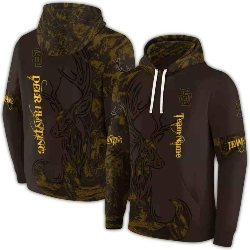 Personalized San Diego Padres Deer Silhouette AOP Hoodie 1