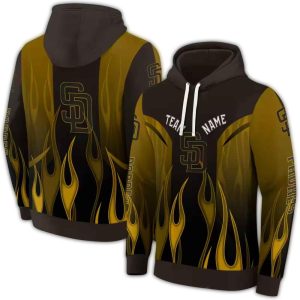 Custom San Diego Padres All Over Print Flame Hoodie For Fans