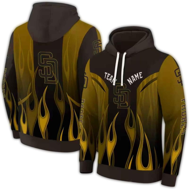 Personalized San Diego Padres Flame AOP Hoodie 1
