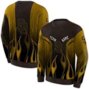 Custom San Diego Padres Flame All Over Print Sweatshirt For Fans