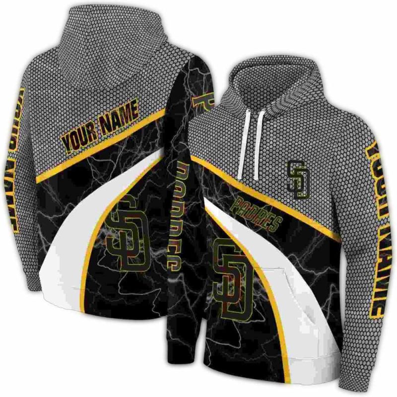 Personalized San Diego Padres Hexagonal Mesh AOP Hoodie 1