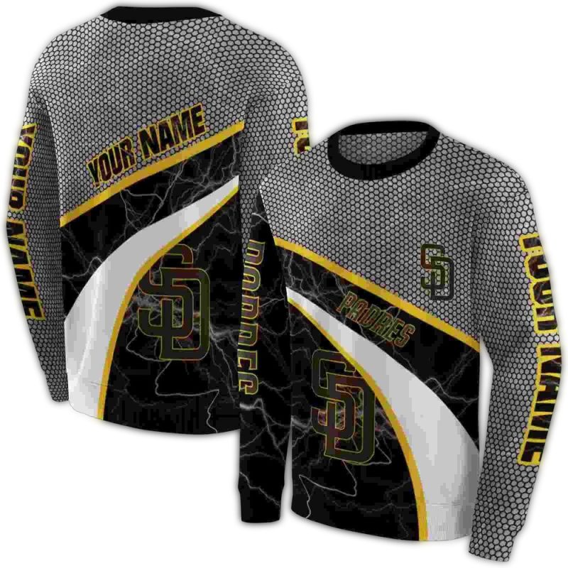 Personalized San Diego Padres Hexagonal Mesh AOP Sweatshirt 1