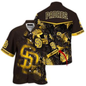 Custom San Diego Padres Hawaiian Shirt With Leaf Pattern Design
