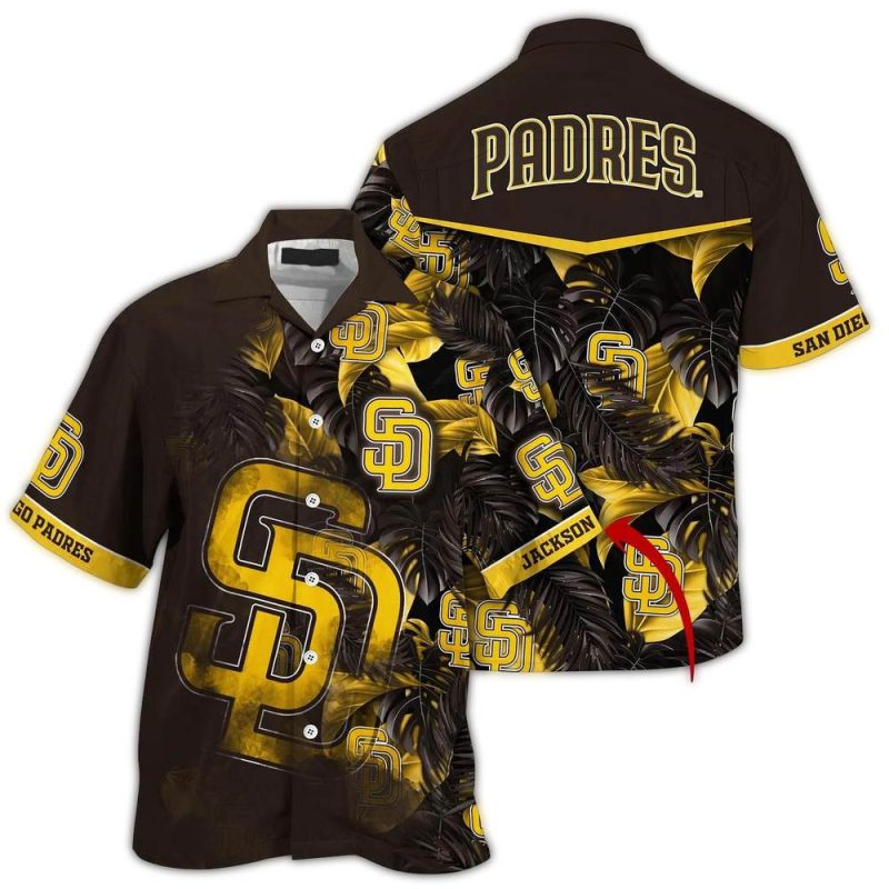 Personalized San Diego Padres Leafs Pattern Hawaiian Shirt 1