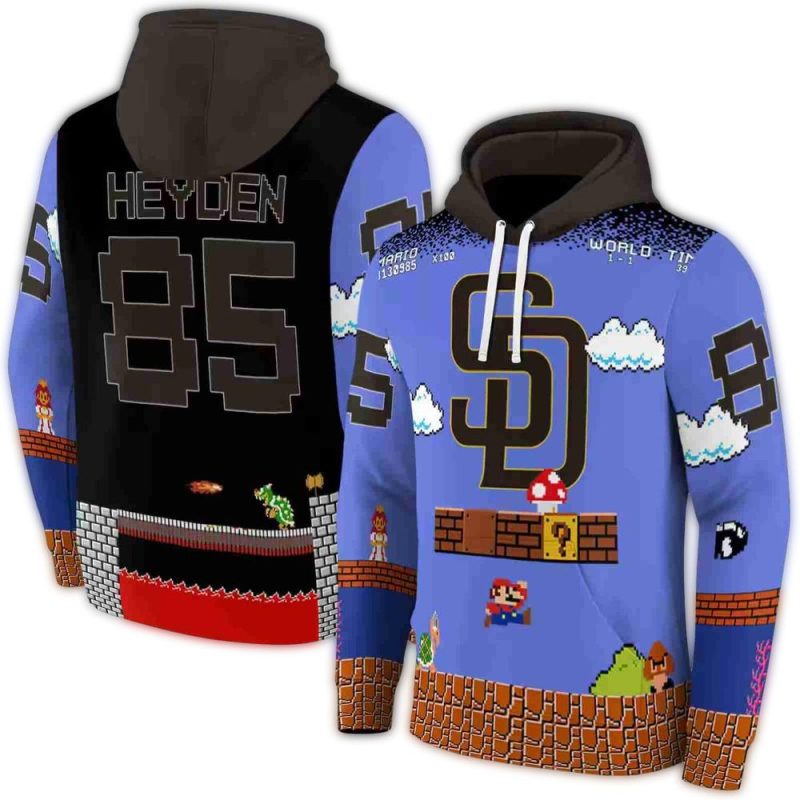 Personalized San Diego Padres Mario AOP Hoodie 1
