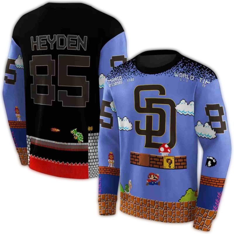 Personalized San Diego Padres Mario AOP Sweatshirt 1