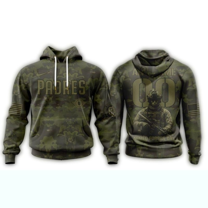 Personalized San Diego Padres Military Appreciation Month AOP Hoodie 1