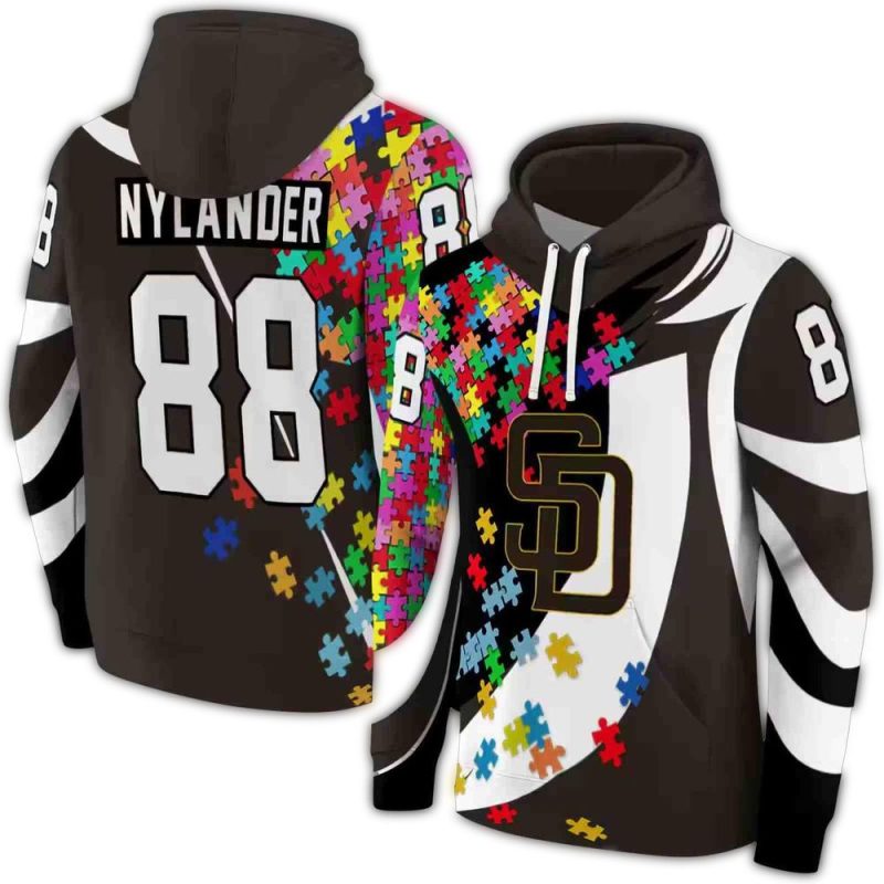 Personalized San Diego Padres Puzzle Pieces AOP Hoodie 1