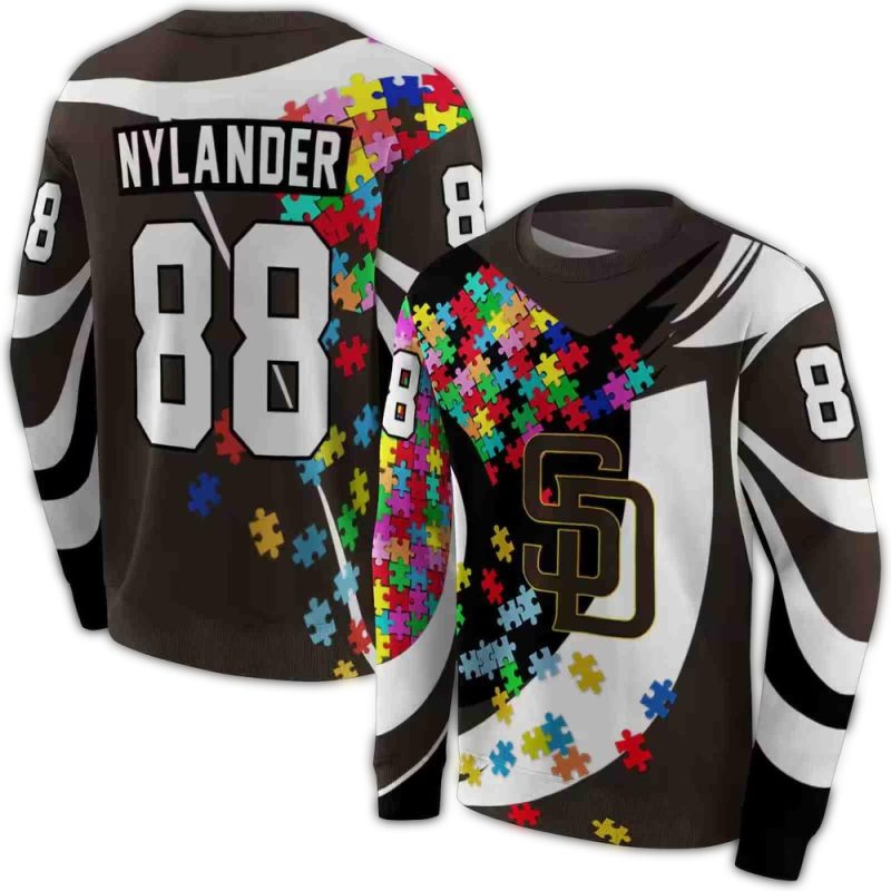 Personalized San Diego Padres Puzzle Pieces AOP Sweatshirt 1