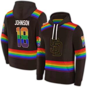Custom San Diego Padres Rainbow Stripes All-Over Print Hoodie